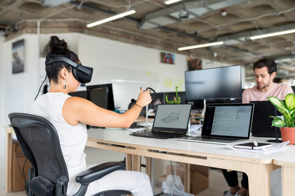 virtual reality googles in office